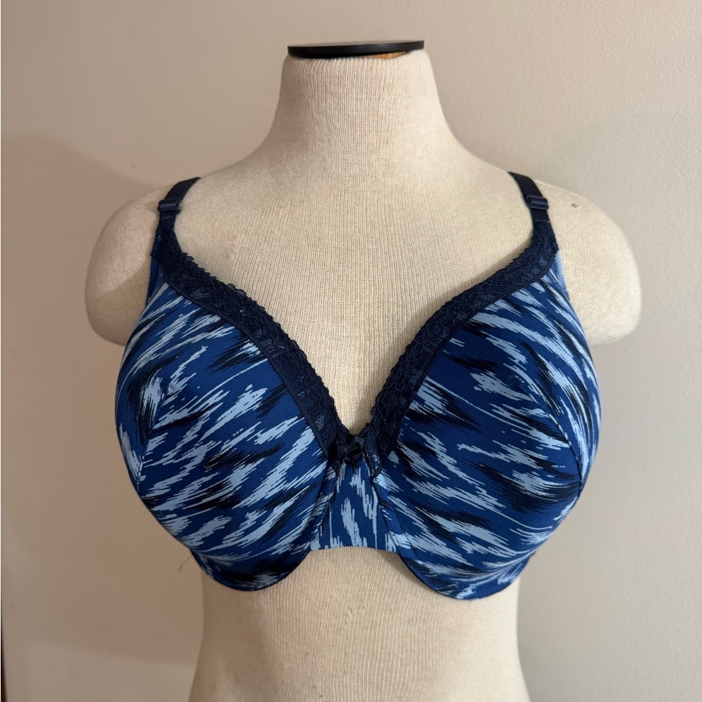 Simply Yours Blue Pattern Bra Lace Trim 42DD NWOT
